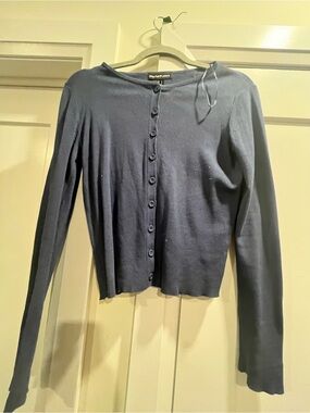 Streetwear Society Navy Blue Button-Front Women’s Cardigan